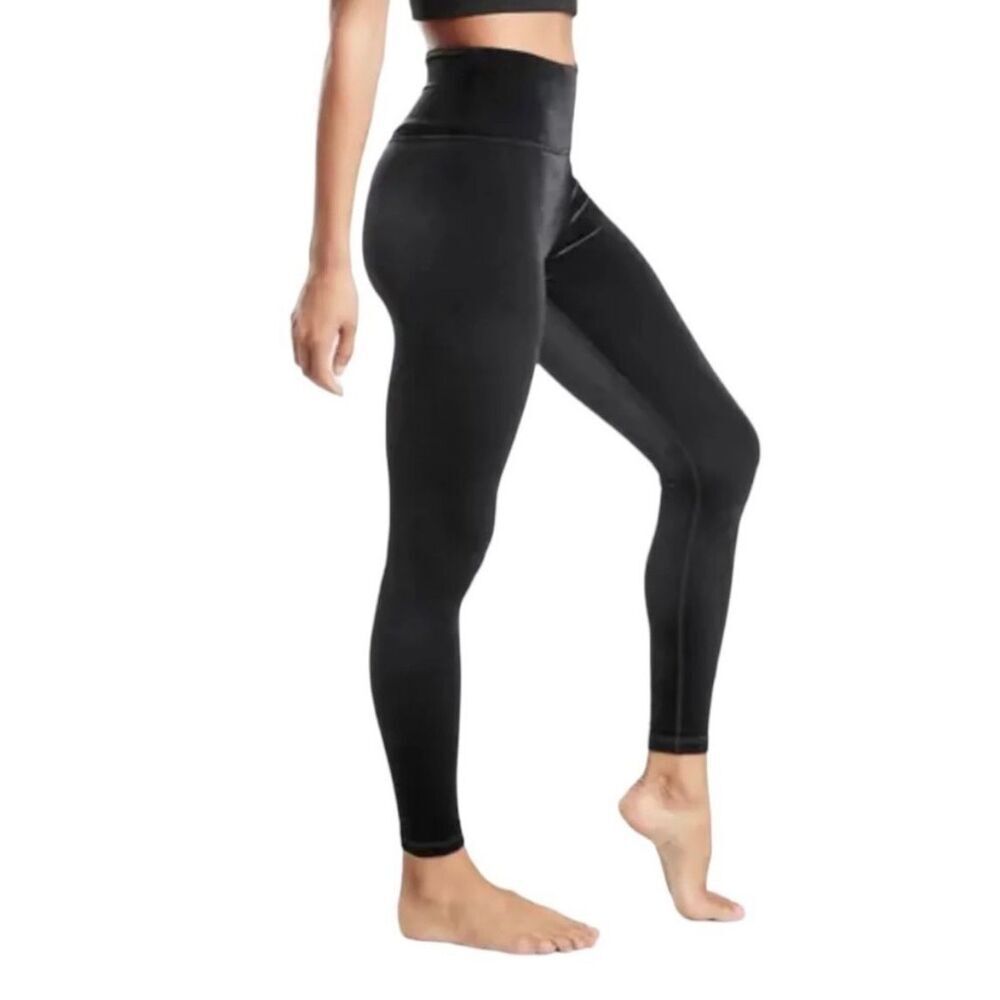 Athleta Elevation Velvet Tights Size 1X Plus Black Soft Velvet Gently Used